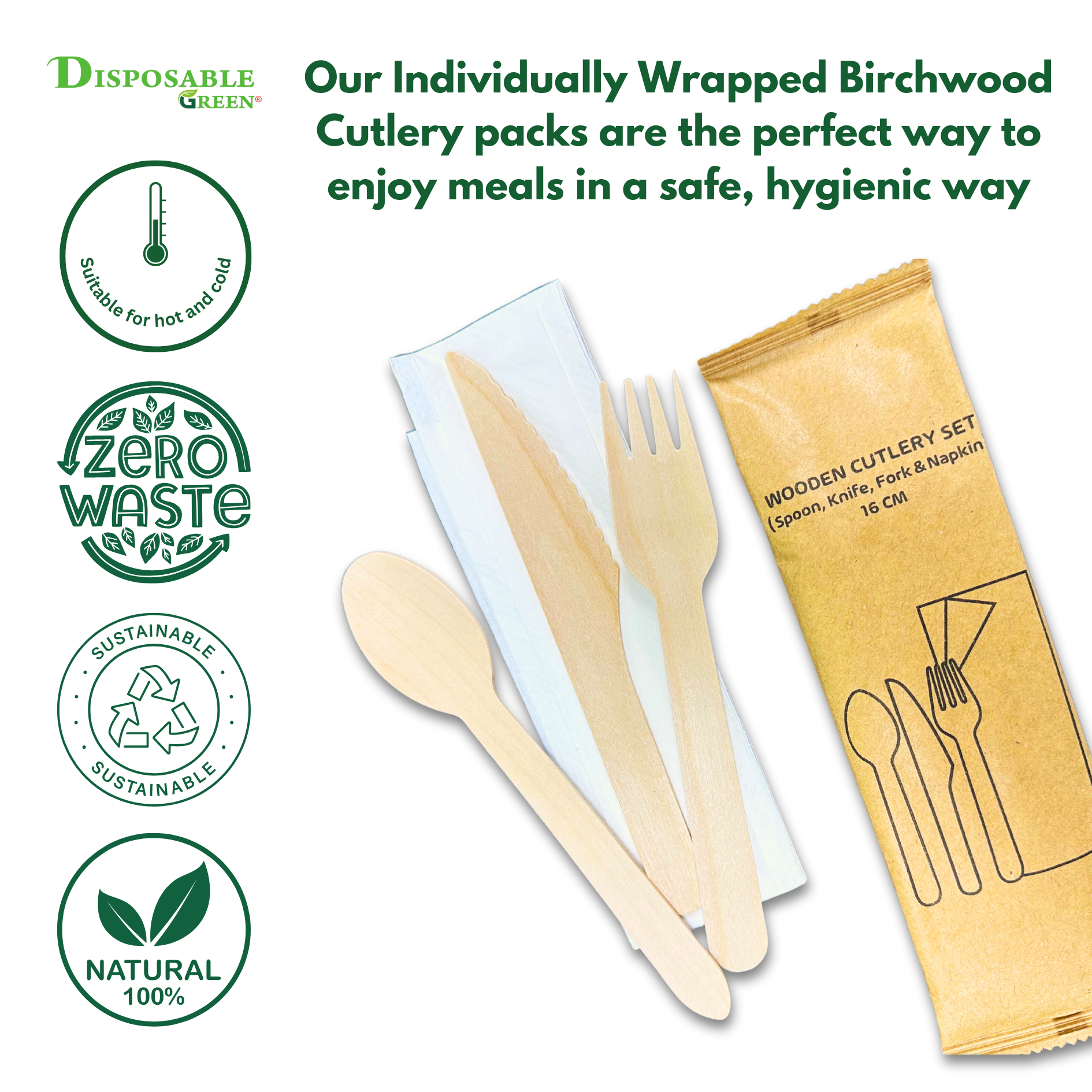 4 in 1 Birchwood Cutlery Set