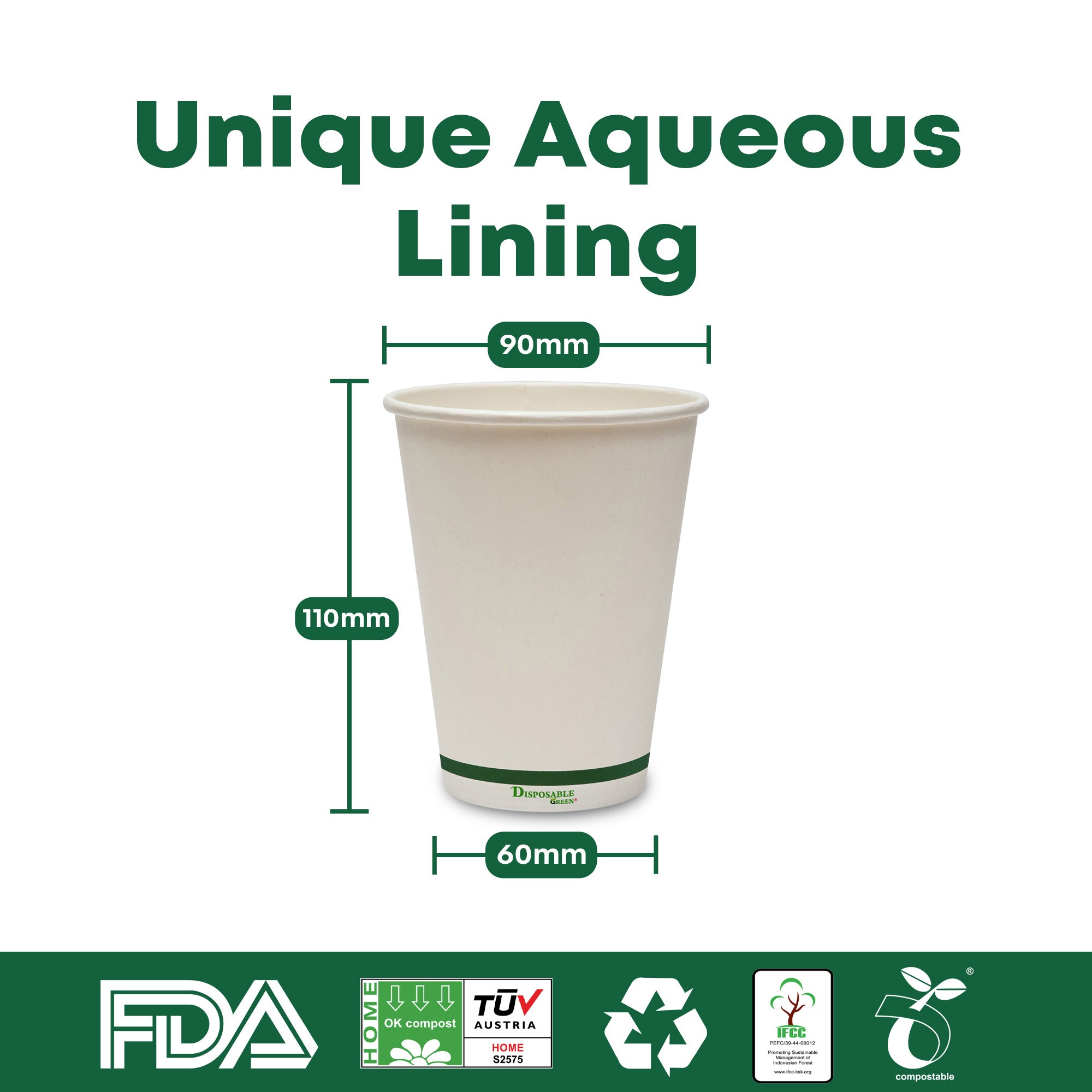 12oz (340ml) NEXTGEN Certified<br>Home Compostable Single Wall Coffee Cups