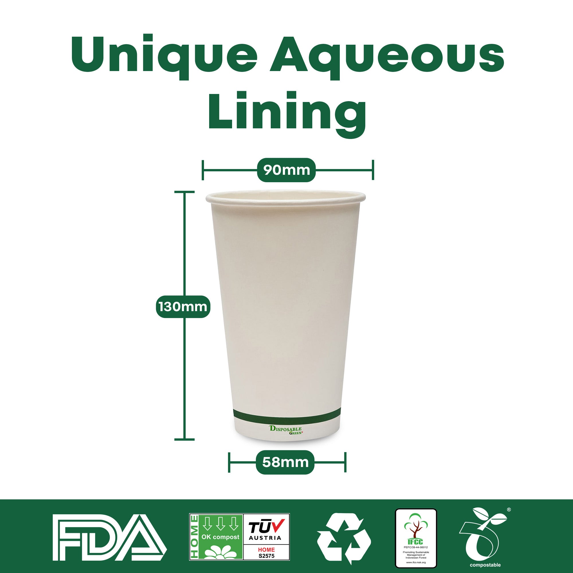 16oz (455ml) NEXTGEN Certified<br>Home Compostable Single Wall Coffee Cups