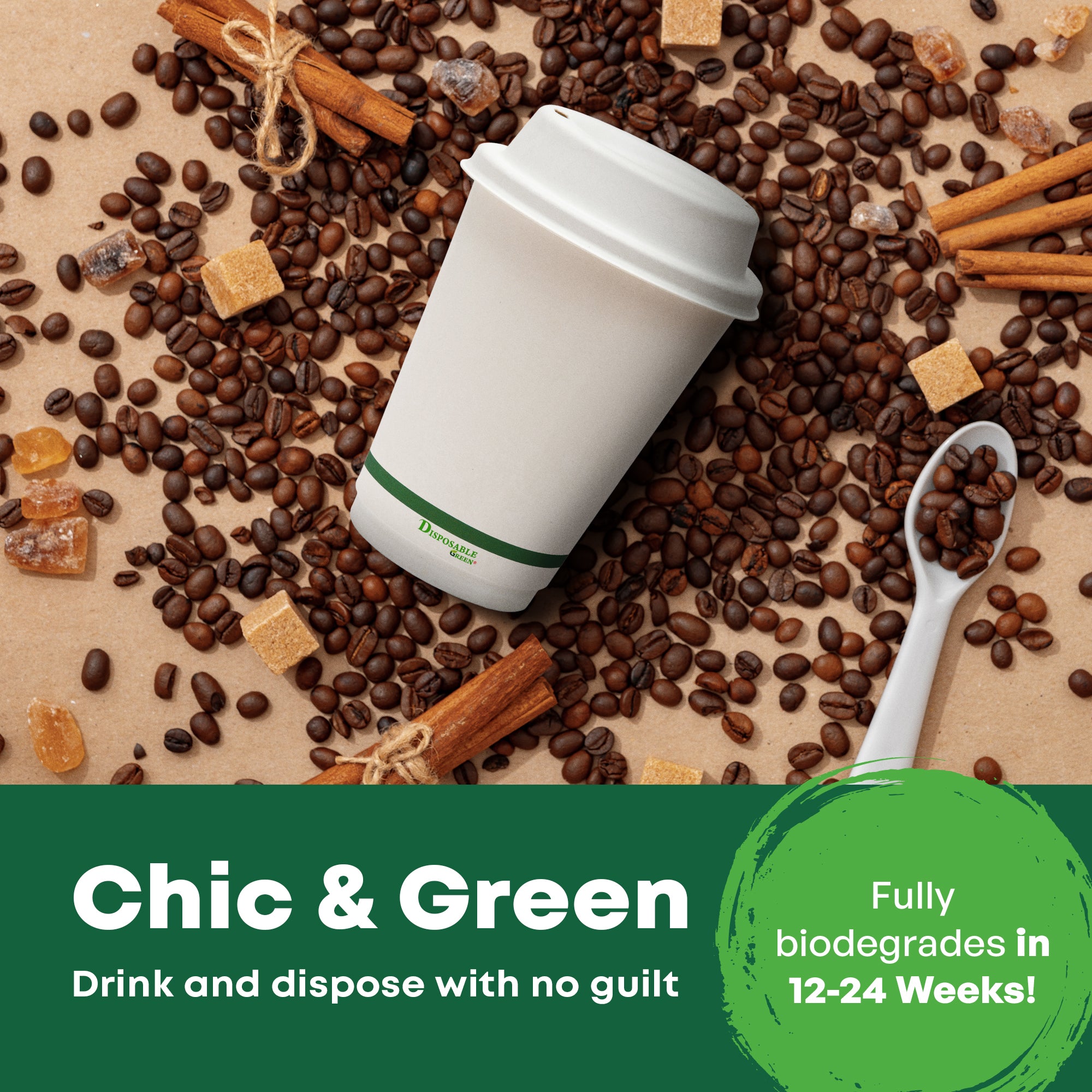 12oz (285ml) NEXTGEN Certified<br>Home Compostable Double Wall Coffee Cups