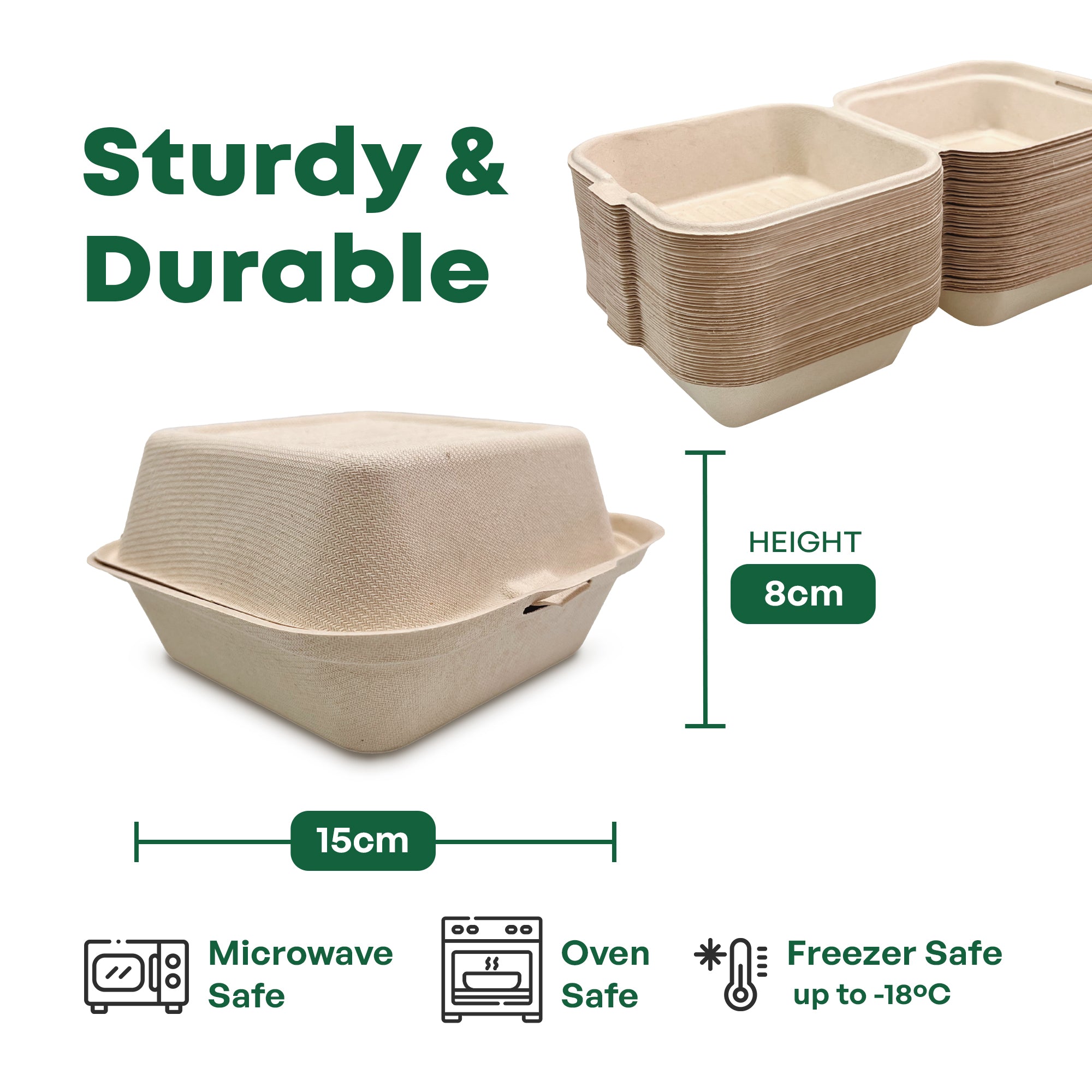 6" Bagasse Clamshell (15.5 x 15 x 5/8CM)