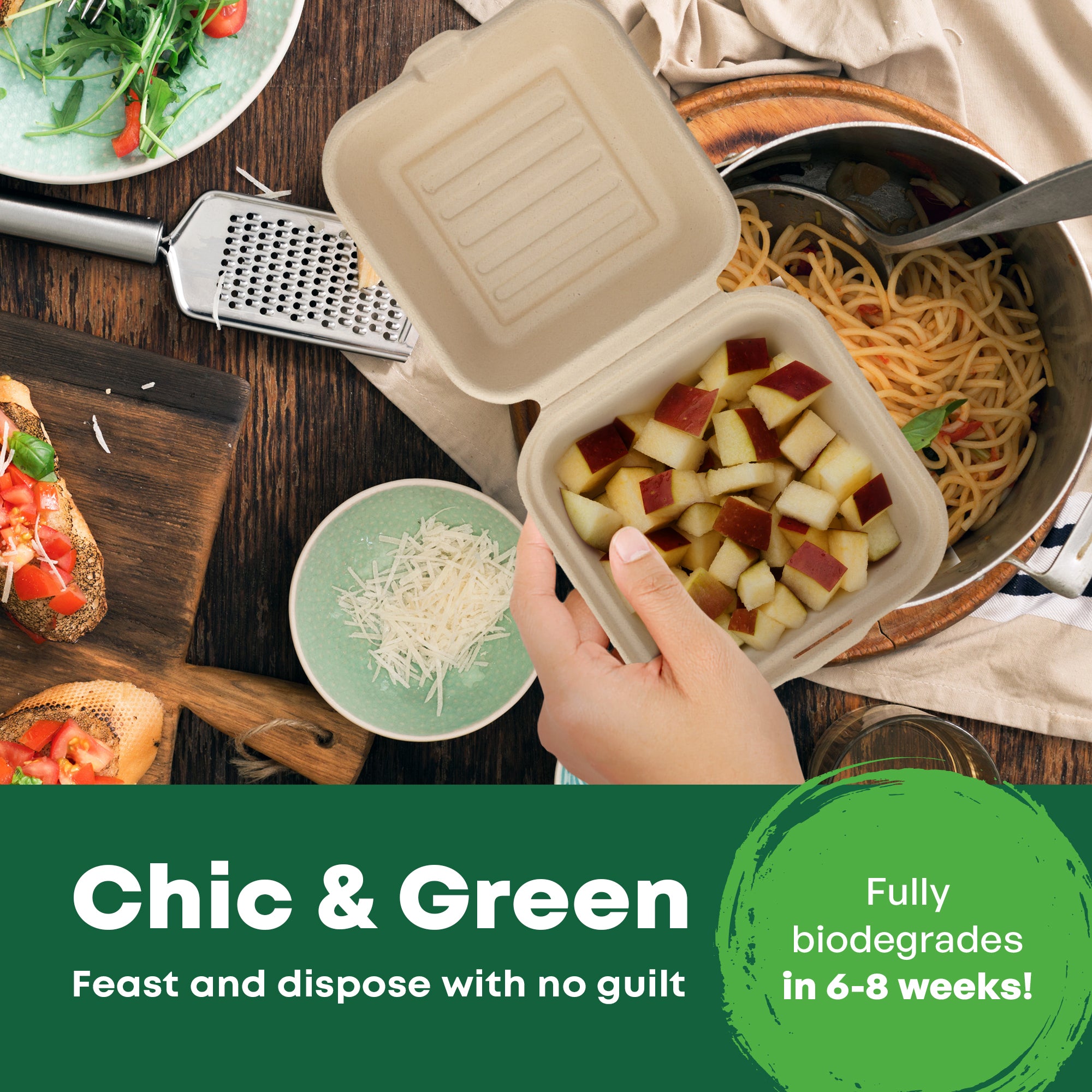 6" Bagasse Clamshell (15.5 x 15 x 5/8CM)