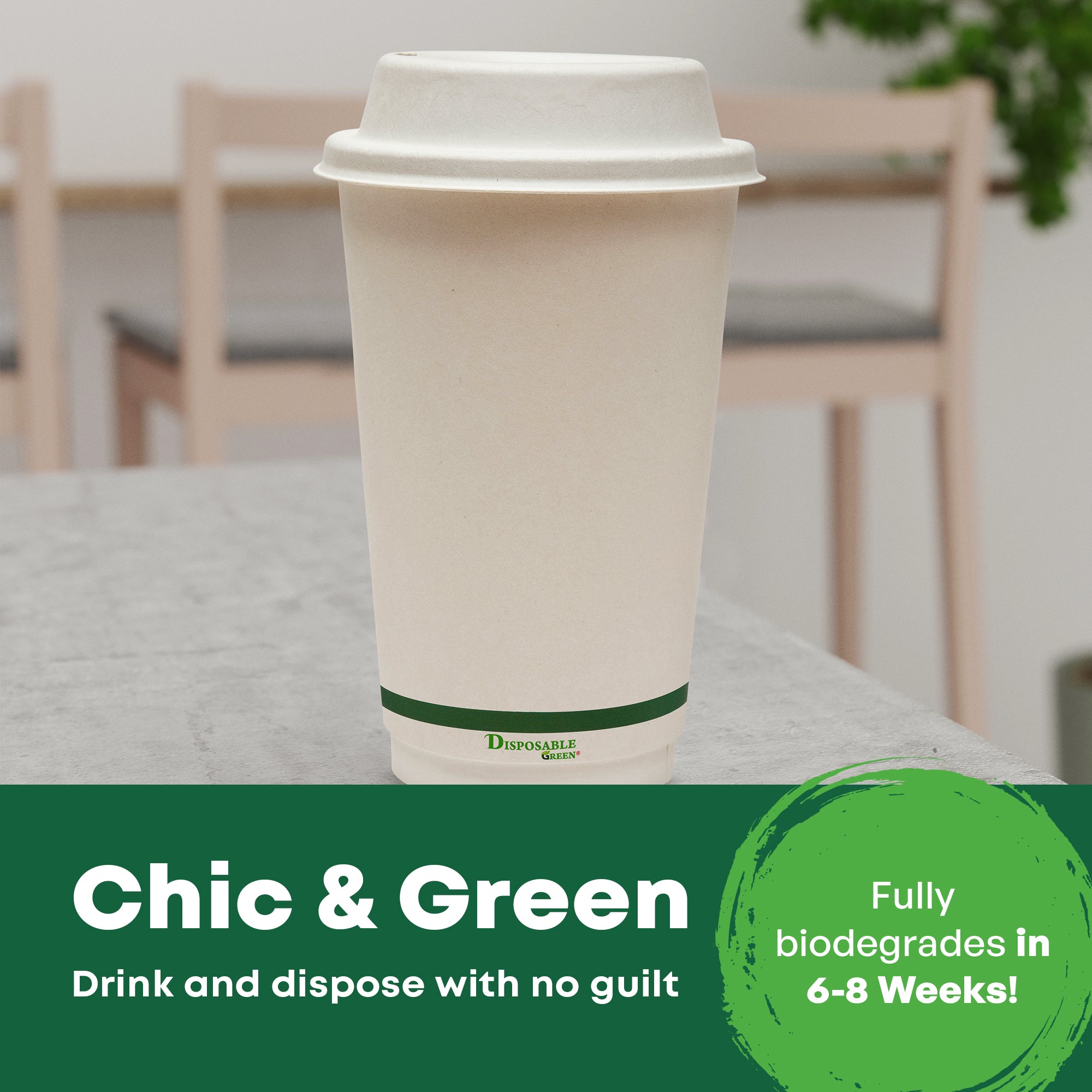 90mm Home Compostable Sugarcane Pulp Lid fits 10oz, 12oz and 16oz Cups