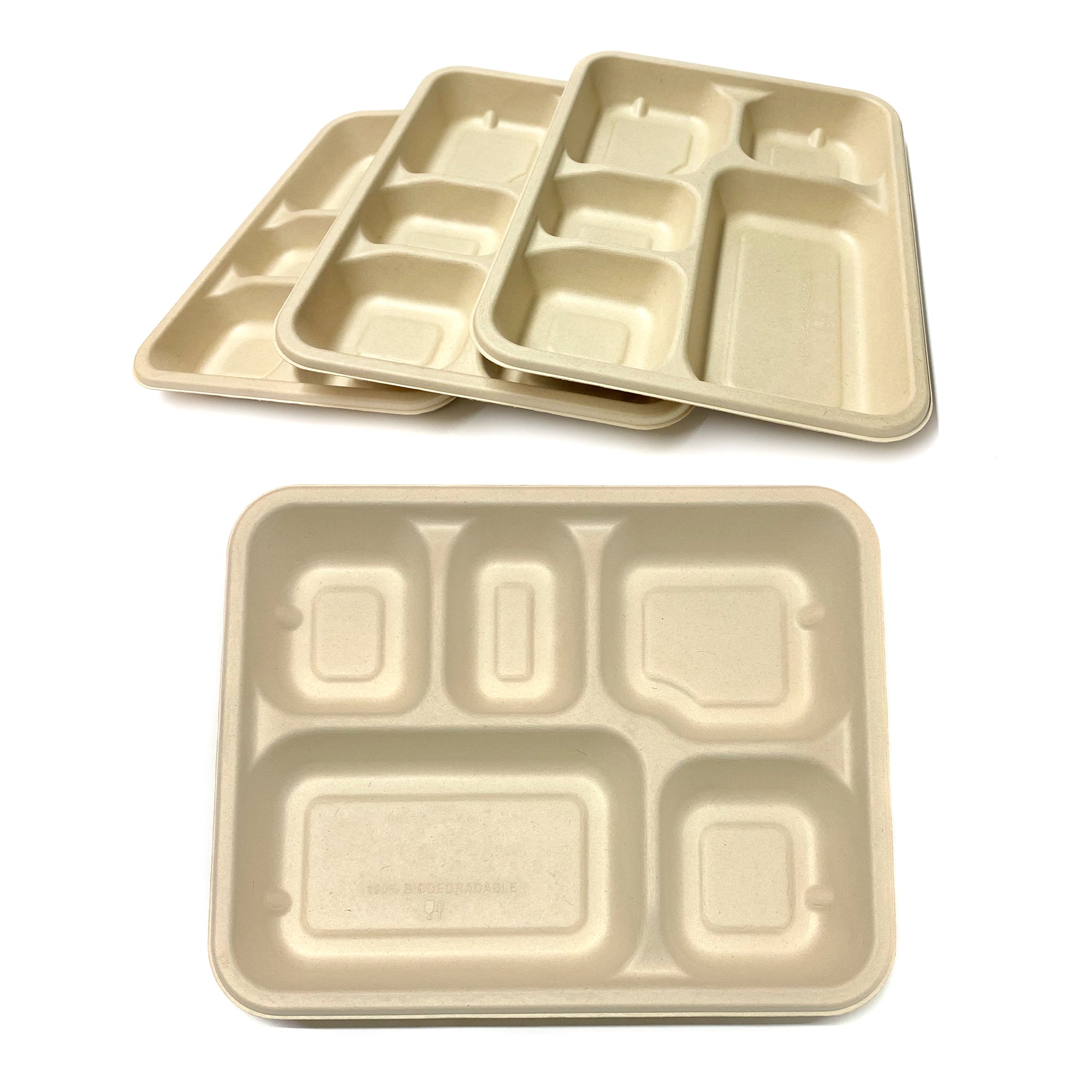 Rectangle Bagasse Plate 5CPT 28cm x 22cm