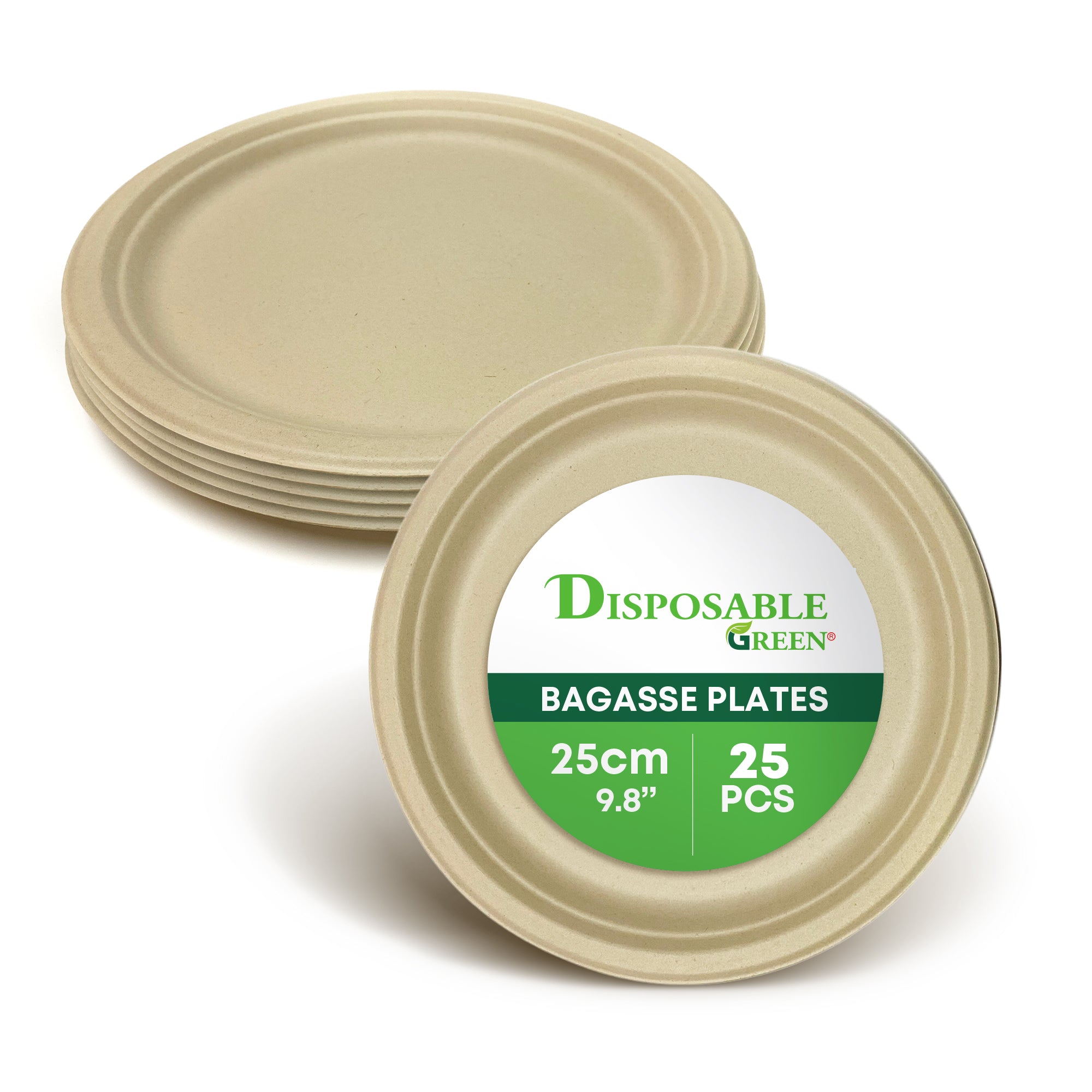 Round Bagasse Plate - 25cm (10 inch)