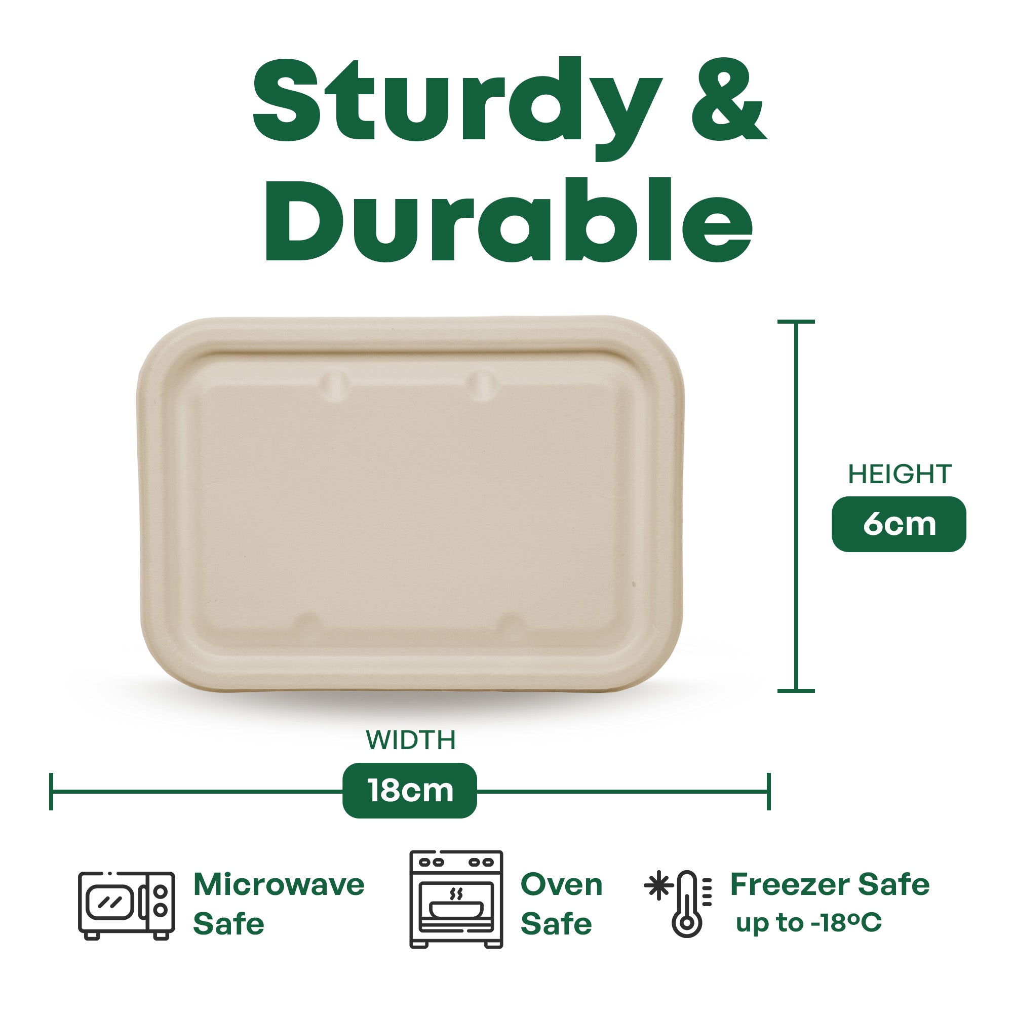 550ml / 750ml Rectangle Food Box Lid (18 x 13 x 1CM)