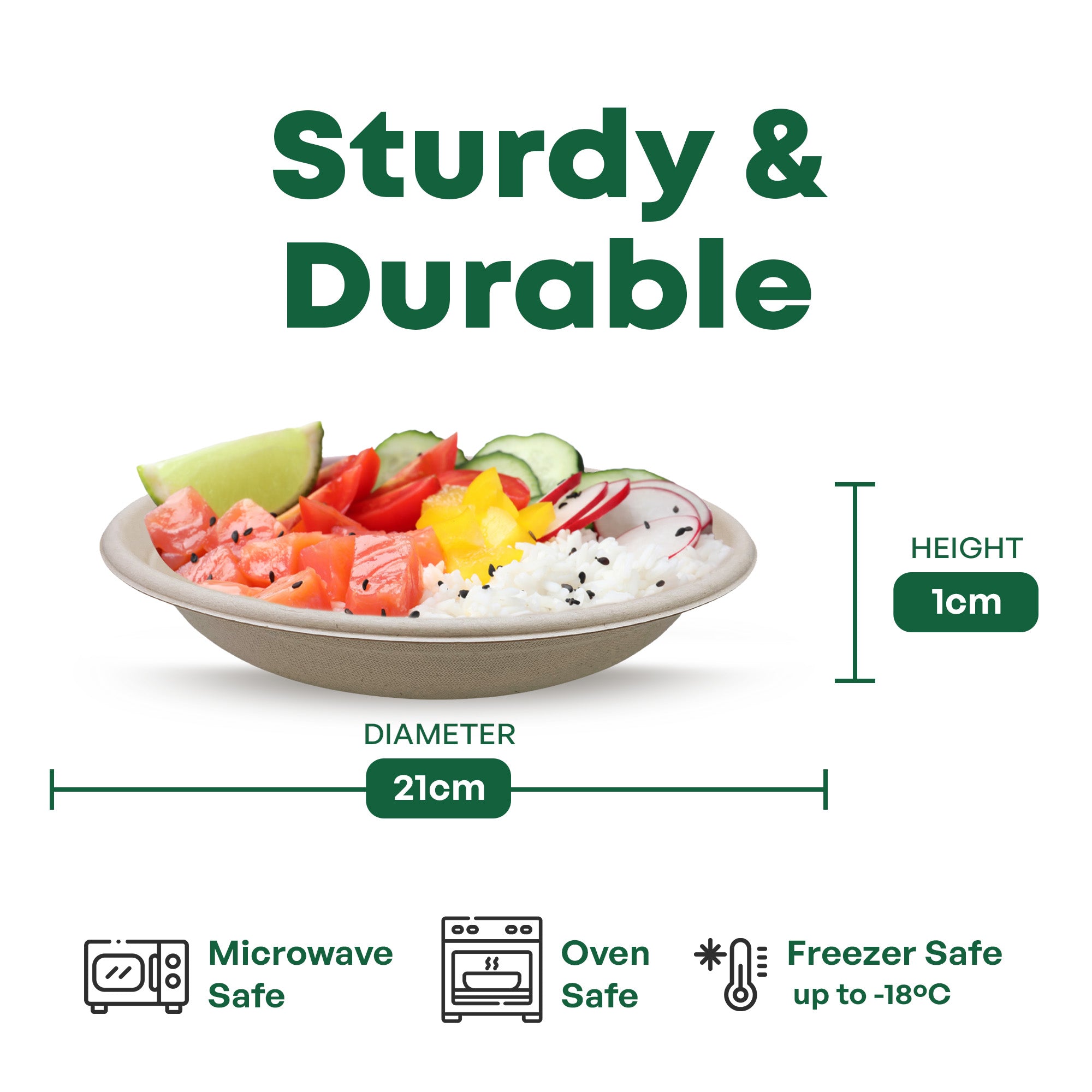 24oz Round Bagasse Bowls (Ø20.5 x 4.2CM)