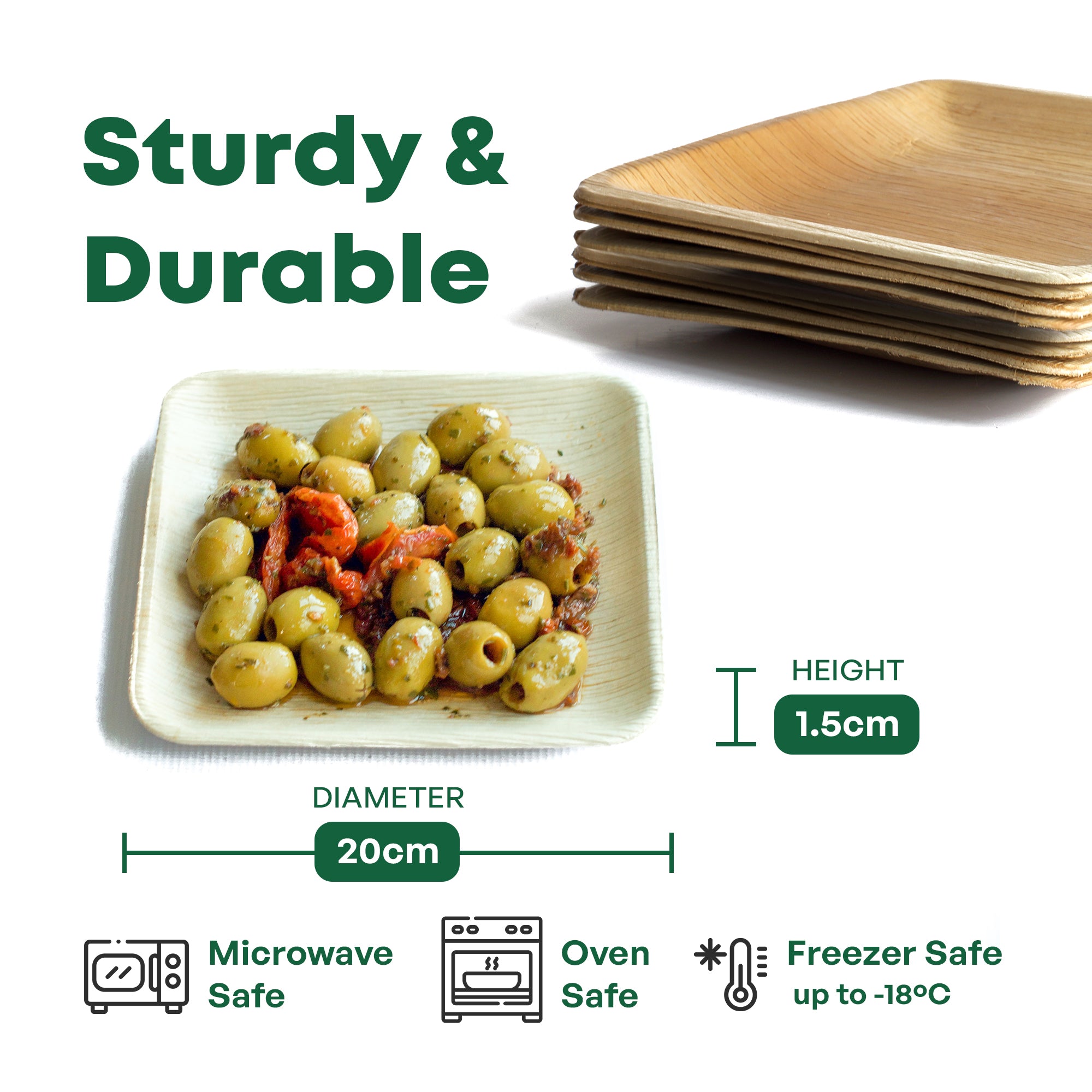 Square plate 20L x 20W x 1.5D cm