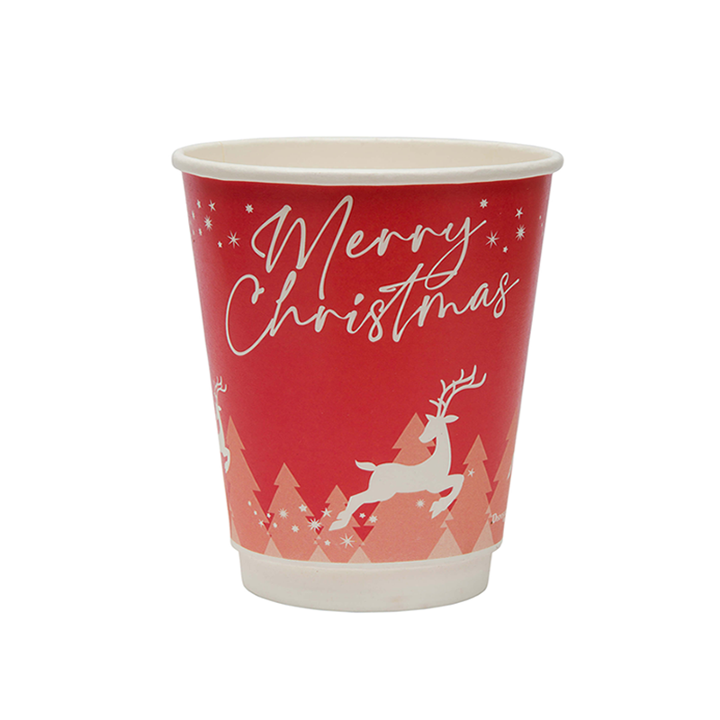 12oz (285ml) Certified Home Compostable Double wall Christmas Coffee Cups