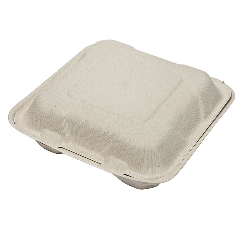 Sample-8" Bagasse Clamshell (20.5 x 20.5 x 4/6.5CM)