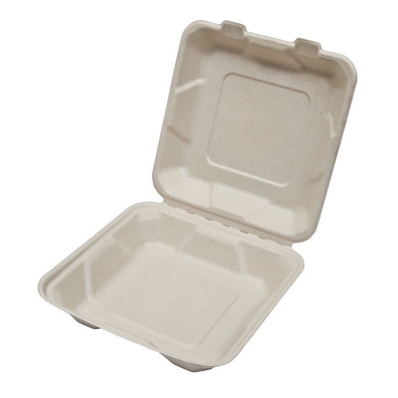 Sample-8" Bagasse Clamshell (20.5 x 20.5 x 4/6.5CM)