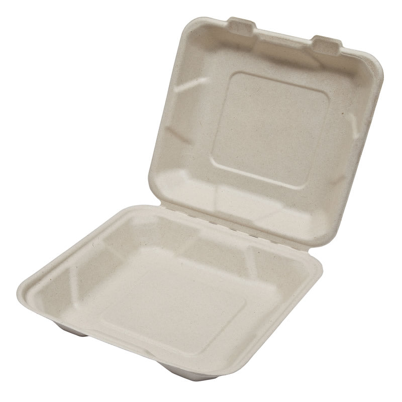 Sample-8" Bagasse Clamshell (20.5 x 20.5 x 4/6.5CM)