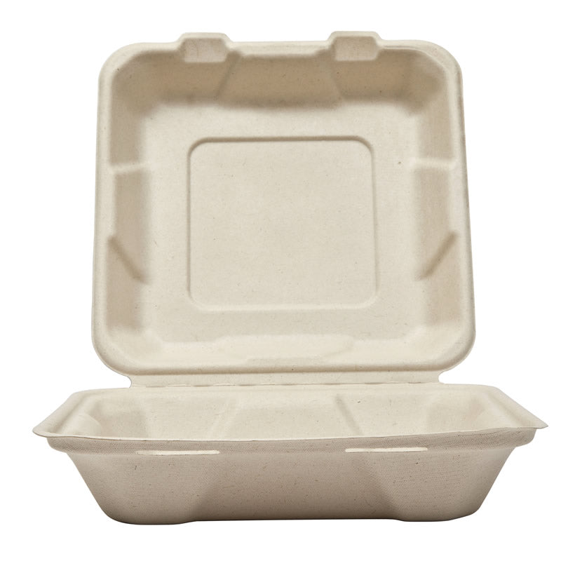 Sample-8" Bagasse Clamshell (20.5 x 20.5 x 4/6.5CM)