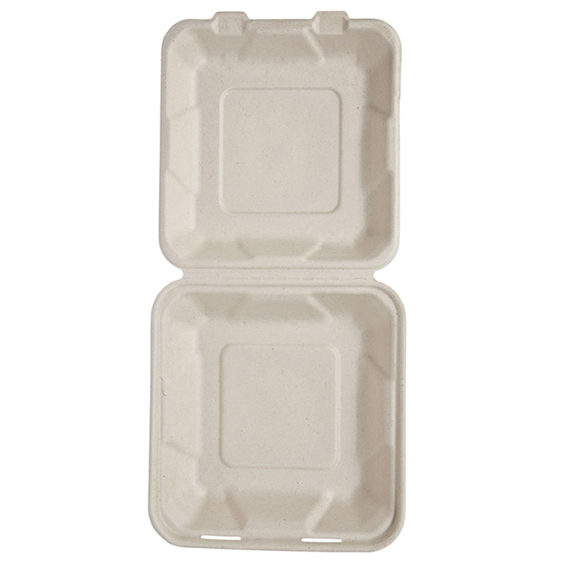 Sample-8" Bagasse Clamshell (20.5 x 20.5 x 4/6.5CM)