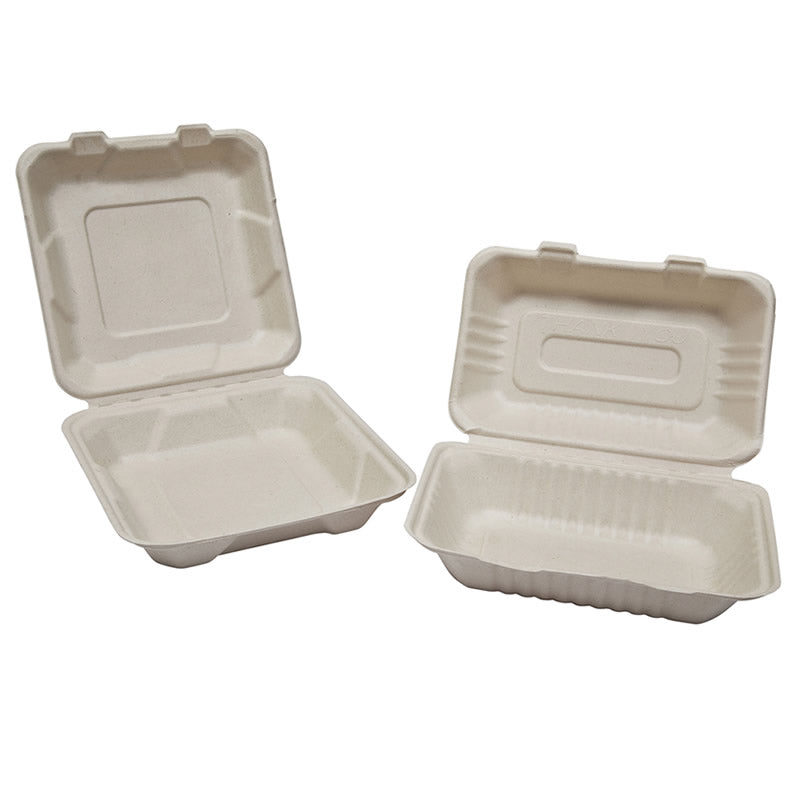 Sample-8" Bagasse Clamshell (20.5 x 20.5 x 4/6.5CM)