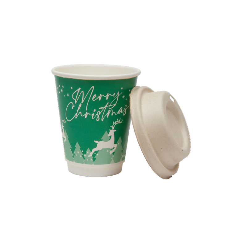 Sample-8oz (227ml) Certified Home Compostable Double wall Christmas Coffee Cups