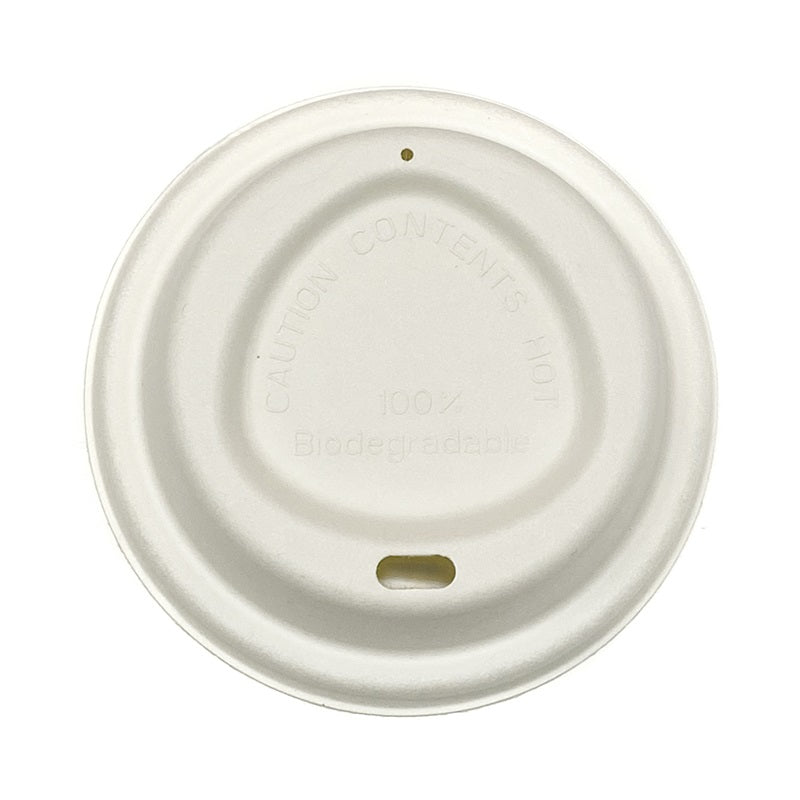 Sample-90mm Home Compostable Sugarcane Pulp Lid fits 10oz, 12oz and 16oz Cups