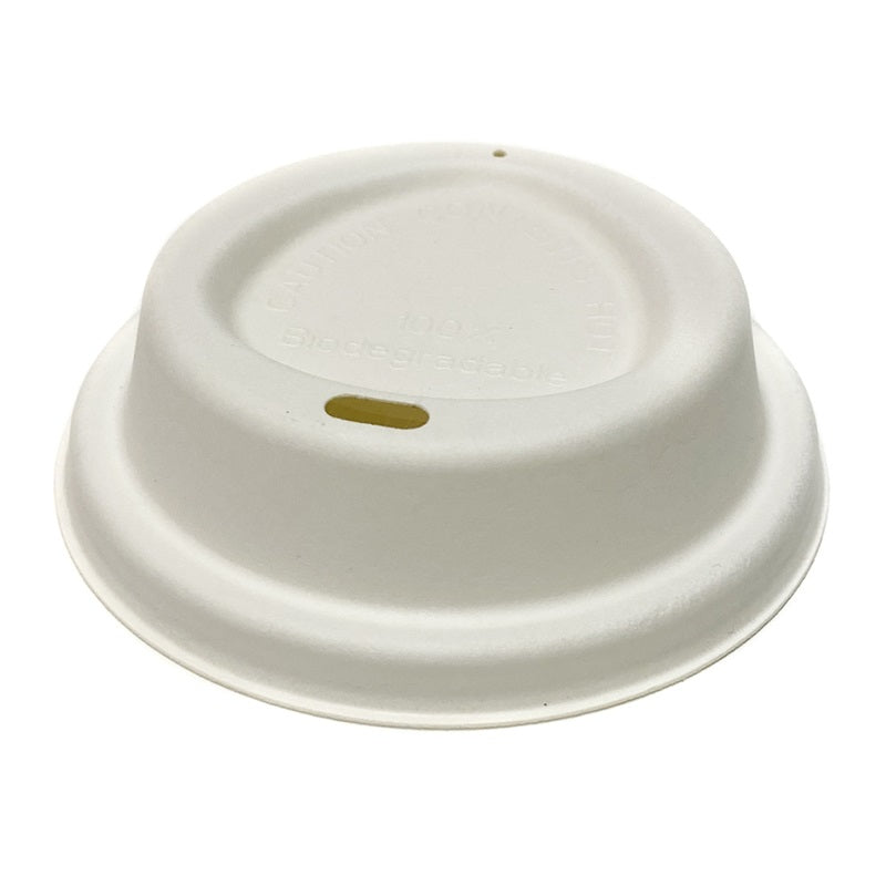 Sample-90mm Home Compostable Sugarcane Pulp Lid fits 10oz, 12oz and 16oz Cups