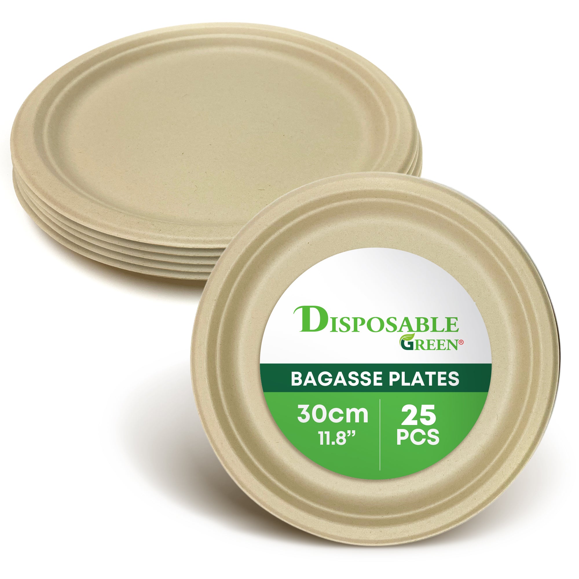 Sample-Round Bagasse Plate - 30cm (12 inch)